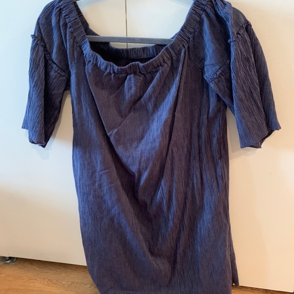 Maxwell Blue Striped Off the shoulder dress - Picture 2 of 3